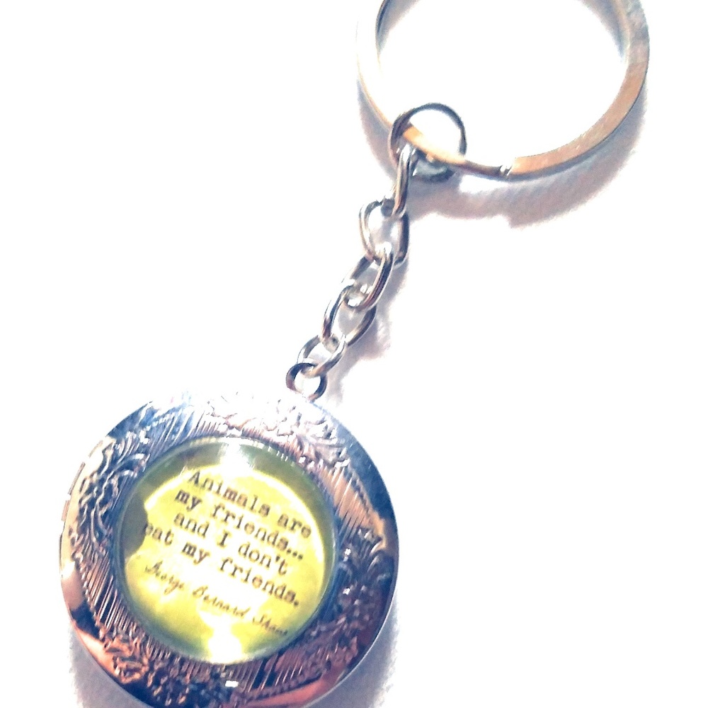 Animals are my Friends - Silver Keychain - Quote
